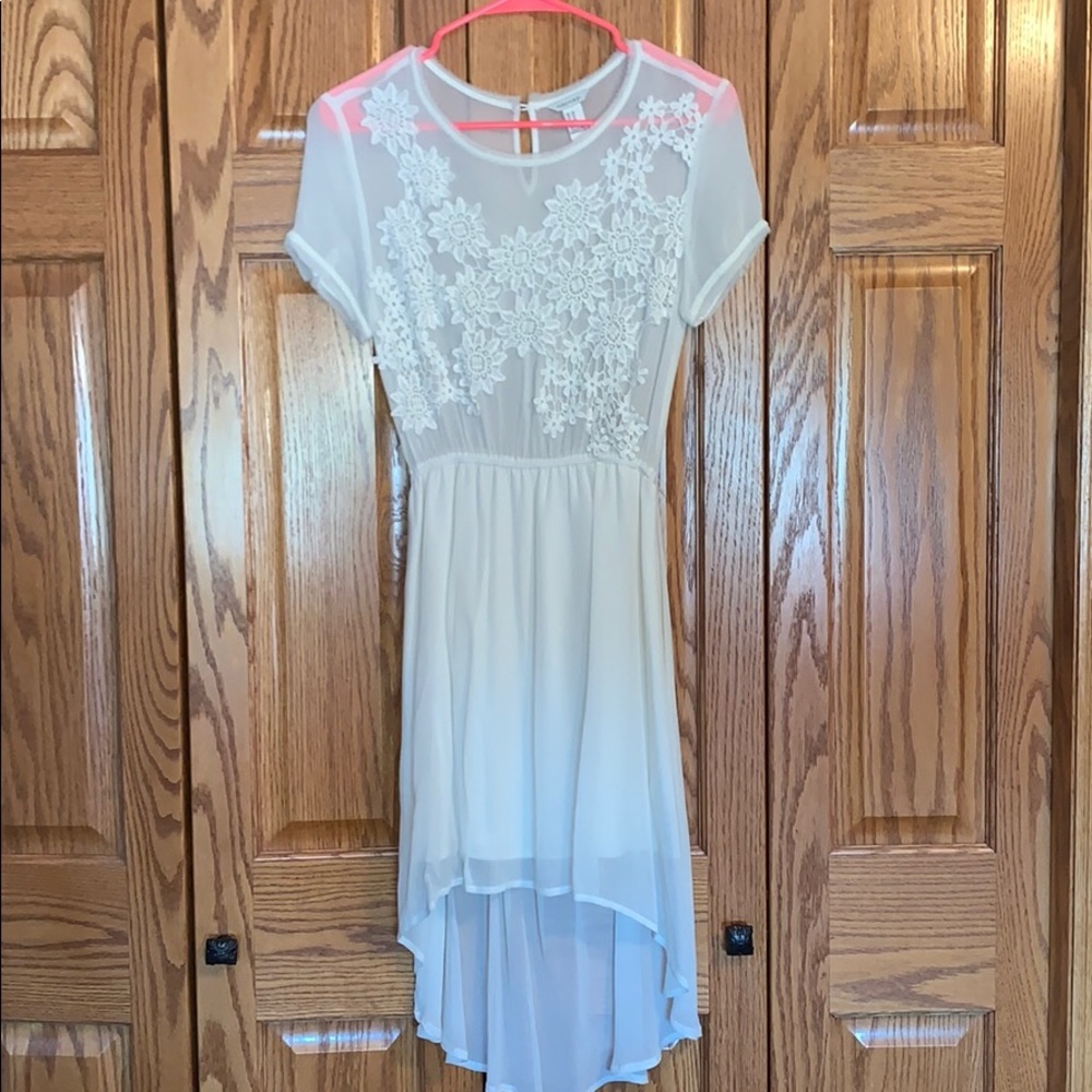 White High Low Floral Dress Size XS